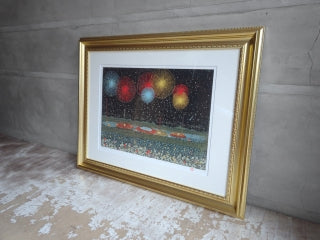 山下清 長岡の花火 リトグラフ 箱付き 202/300 額装品 アートポスター 中古品 買い取りしました。