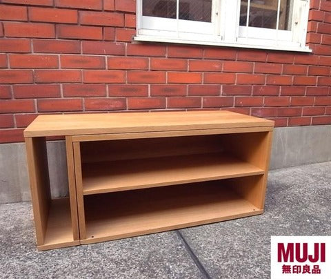 お部屋にやイメージで多彩な用途が生まれる～無印良品 MUJI Oak オーク材 スタッキング AVボード TV台 シェルフ【買取＆販売＆レンタル】