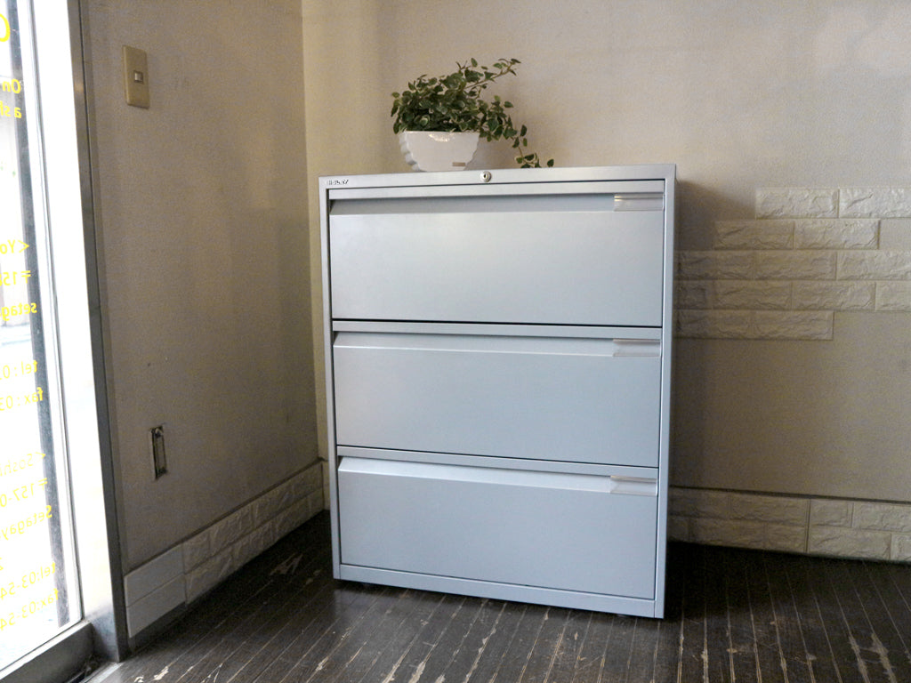 ビスレー BISLEY ラテラル LATERAL 08C313H ファイリングキャビネット シルバー W80cm 受注生産品 抽斗3杯 オフィス家具 英国 中古品  買い取りしました。