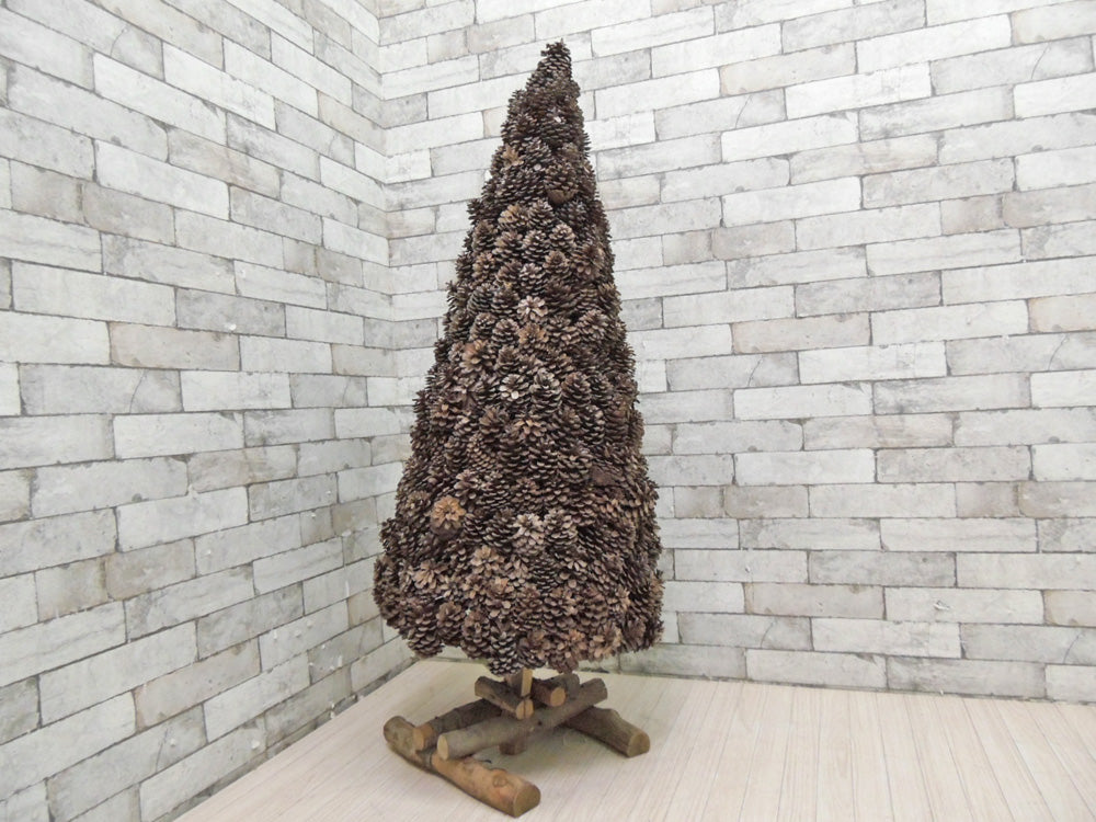 ハンドメイド 松ぼっくり 木製 クリスマスツリー カントリースタイル オブジェ クラフト家具  中古品 買い取りしました。