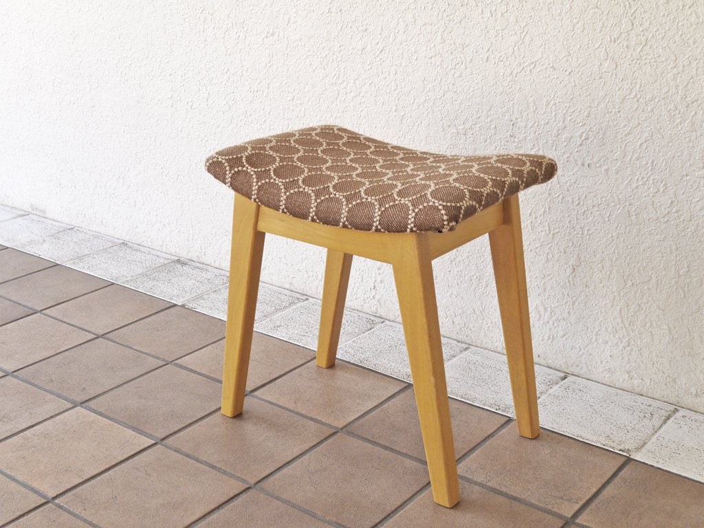 ナチュラルデザイン 木製スツール オットマン ミナペルホネン mina perhonen タンバリン tambourine ファブリック 刺繍 リメイク家具 中古品 買い取りしました。