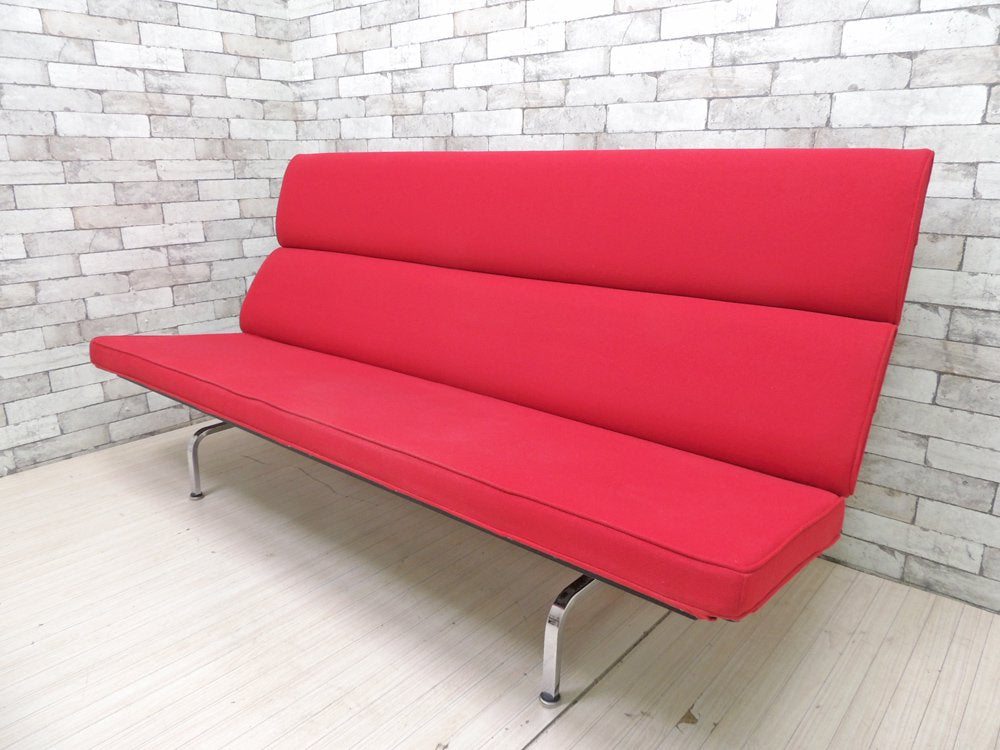 ハーマンミラー Herman Miller イームズソファコンパクト Eames Sofa Compact レッド 参考価格￥775,500- チャールズ＆レイ・イームズ C&R. Eames 3人掛け 折り畳み フォールディング ～ MoMA永久所蔵品としても名高いイームズデザインの名作ソファ！ ～