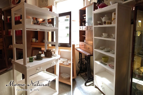 ～自然で美しいホワイトの陰影～ Momo Natural / モモナチュラル　シエルシリーズ　キッチンシェルフ＆ワゴン　ブックシェルフ　 【買取＆販売＆レンタル】
