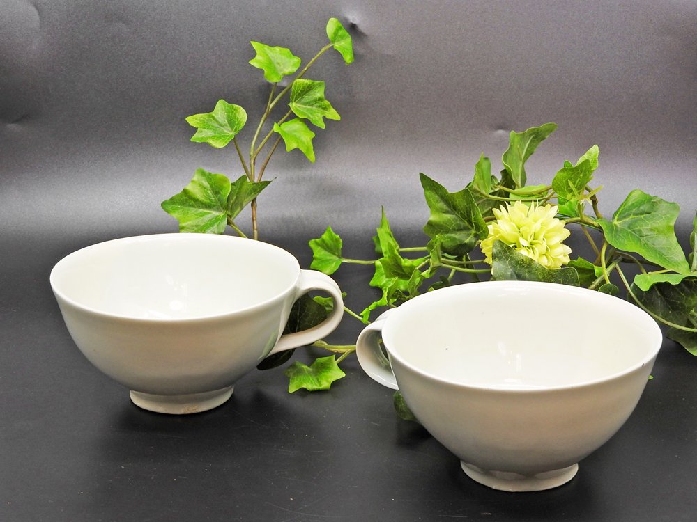 森岡由利子 白磁 スープカップ マグカップ Φ12.5cm 現代作家 2点  中古品 買い取りしました。