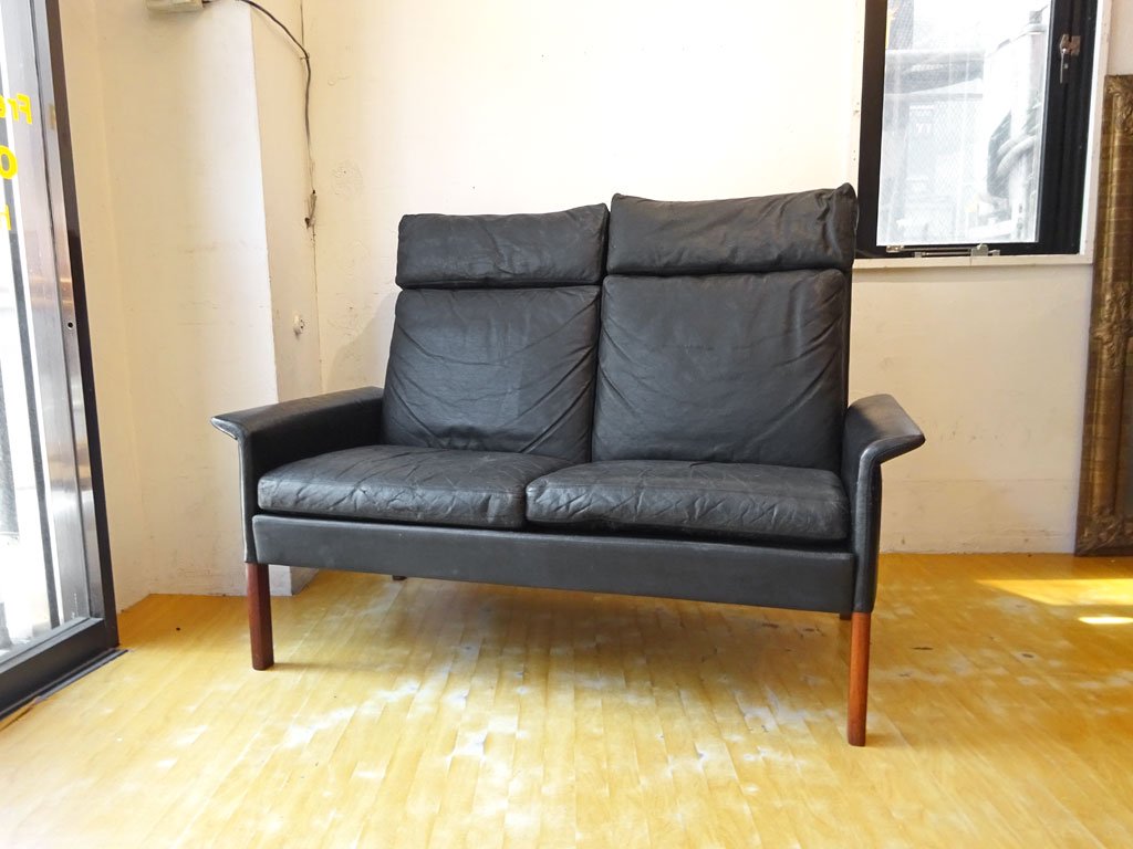 C.S.Møbler ハンス・オルセン Hans Olsen Model 500 ビンテージ レザー ハイバック 2シーター ソファ 本革 デンマーク 中古品 買い取りしました。