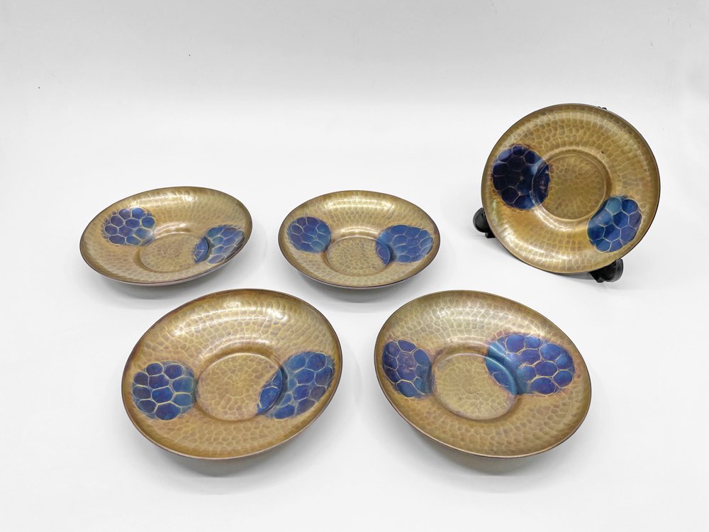 玉川堂 鎚起銅器 亀甲文 茶托 5枚セット 伝統工芸品 無形文化財 中古品  買い取りしました。