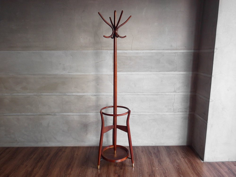 秋田木工 Akimoku ビンテージ コートスタンド コートハンガー アンブレラスタンド付 傘立 帽子掛 真鍮脚 ビーチ材 曲木 古代色 中古品 買い取りしました。