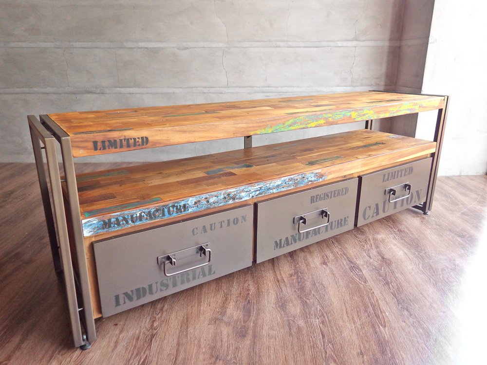 ディーボディ d-Bodhi フェルム インダストリアル FERUM INDUSTRIAL 3ドロワーズ テレビボード AVボード チーク古材 × アイアン ASPLUND取扱 中古品 買い取りしました。