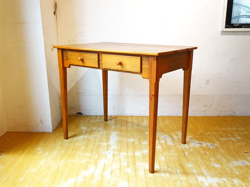 カントリースタイル デスク 勉強机 パイン材 抽斗 ストレートレッグ 中古品 買い取りしました。