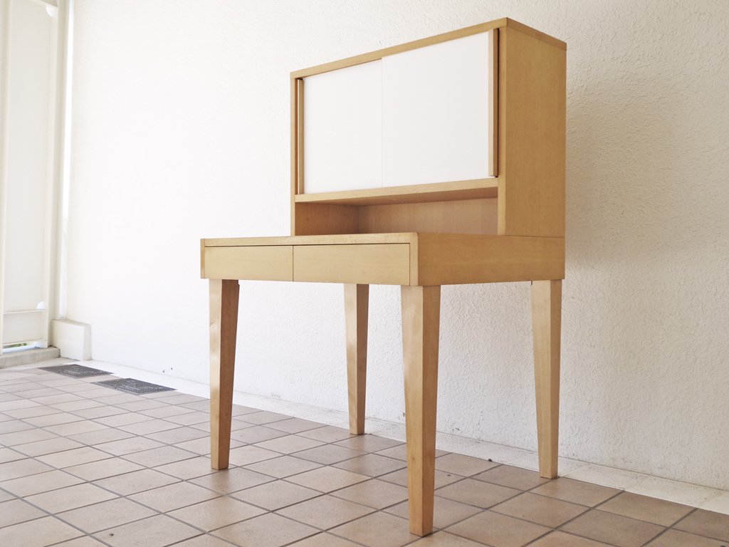 イデー IDEE IMFT-0090 デスク キャビネット付き 抽斗2杯 ビーチ材 ホワイトラミネート天板 廃番 希少品 中古品 買い取りしました。