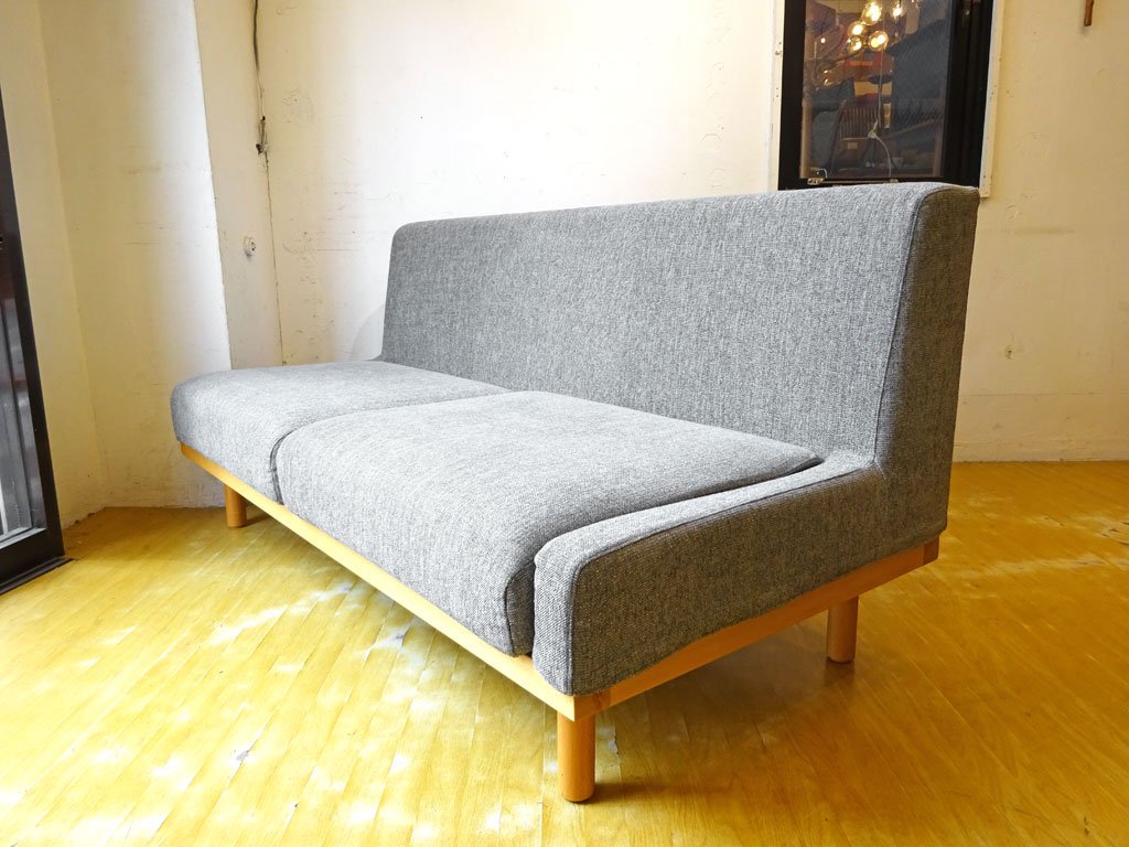 フランネル ソファ FLANNEL SOFA ハーバン HARBAN 2.5人掛け アームレス ソファ グレー ホワイト ブナ材 替えカバー付き 中古品 買い取りしました。