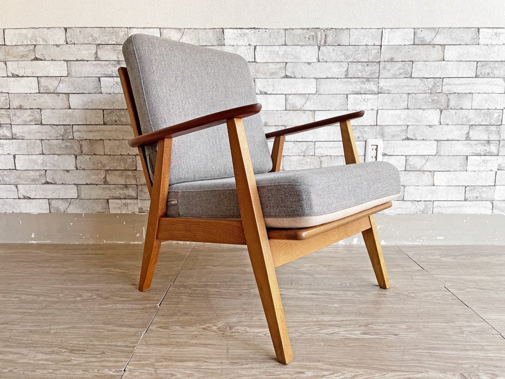 デンマーク ビンテージ Danish Vintage チーク材 × オーク材 1P ソファ ラウンジチェア グレーファブリック 北欧家具 中古品 買い取りしました。