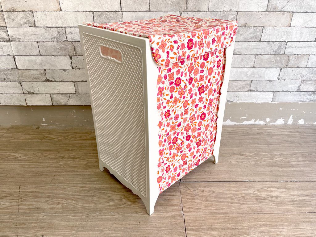 昭和レトロ ランドリーボックス 花柄 ビニール ブラスチック製 小型収納 中古品 買い取りしました。