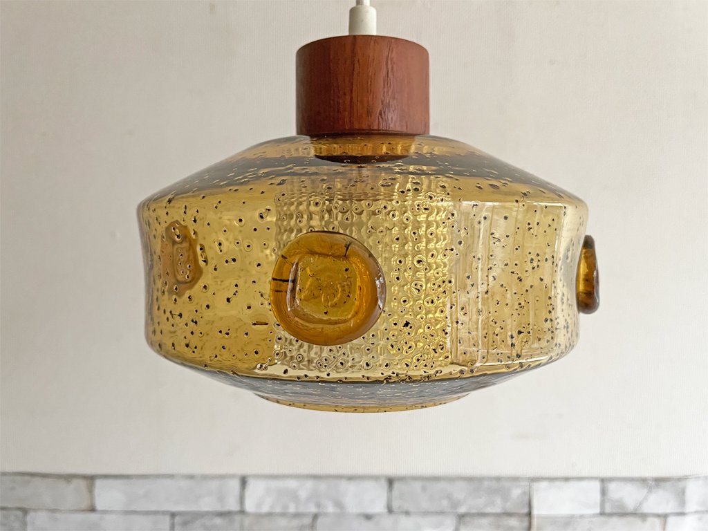 ボダ BODA エリックホグラン Erik Hoglund ペンダントライト アンバーガラス チーク材 スウェーデン ビンテージ 中古品 買い取りしました。