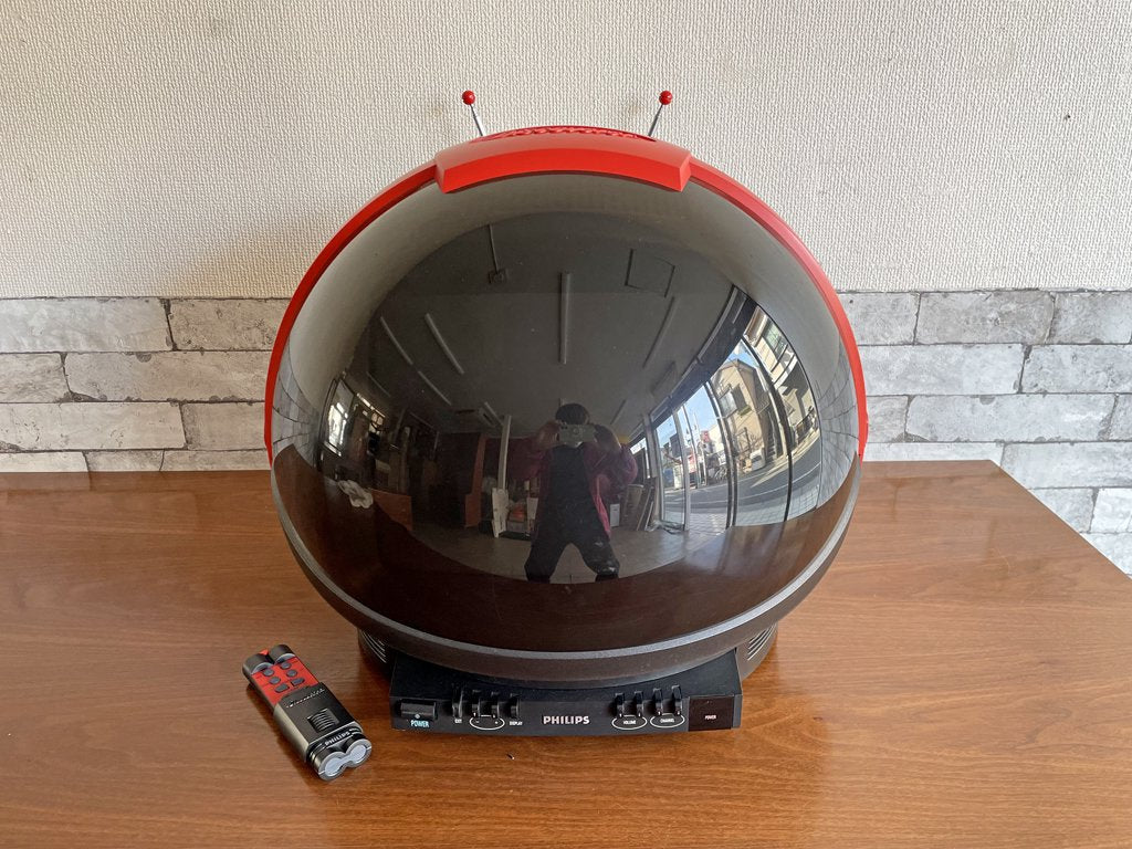 フィリップス PHILIPS ディスカバラー DISCOVERER TV カラーテレビ 14S11B 80年代ブラウン管テレビ リモコン＆アンテナ付 オレンジ スペースエイジ 希少 ジャンク品 中古品 買い取りしました。