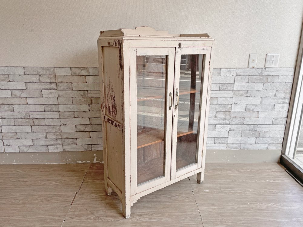 ビーカンパニー B-COMPANY シャビーシック ガラスキャビネット カップボード ホワイト フレンチカントリー 中古品 買い取りしました。