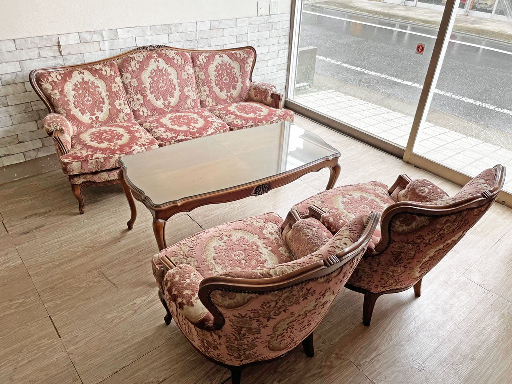 カリモク karimoku ドマーニ domani ルイXV Louis XV 3人掛けソファ＆1人掛けソファ、リビングテーブル 中古品 買い取りしました。