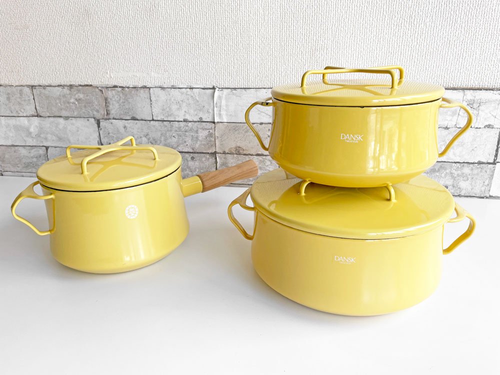 ダンスク DANSK コベンスタイル Koben style 両手鍋 & ソースパン イェンス・クイストゴー JHQ デザイン マスタードイエロー 計3点 中古品 買い取りしました。