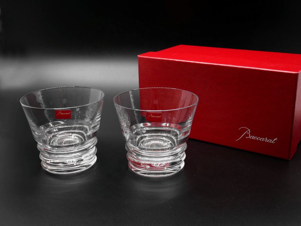 バカラ Baccarat ベガ Vega ロックグラス ペア 2客セット 箱付き クリスタルガラス イヴ・サヴィネル ＆ ジル・ロゼ フランス 中古品 買い取りしました。
