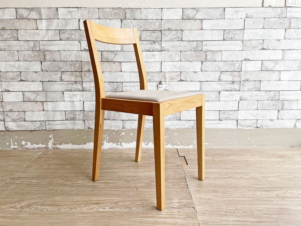 無印良品 MUJI オーク材チェア 布座 ダイニングチェア ファブリックシート 綿平織 ベージュ 定価￥12,900-  中古品 買い取りしました。