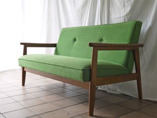 カリモク60 Karimoku60 Kチェア 2シーター タープグリーン ミッドセンチュリー 廃番仕様 中古品 買い取りしました。