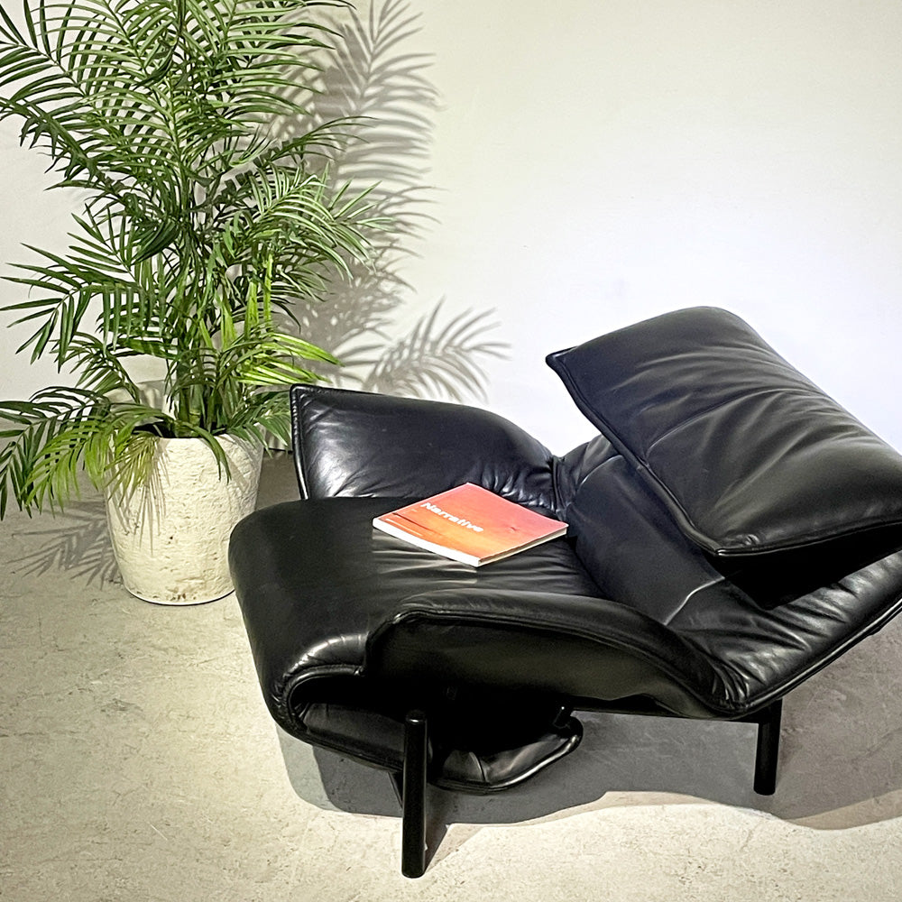 カッシーナイクスシー Cassina ixc. ヴェランダ VERANDA 1pソファ ローバック ハイバック オットマン ブラックレザー 本革 ヴィコ・マジストレッティ イタリア モダン～室内と屋外の枠組み～