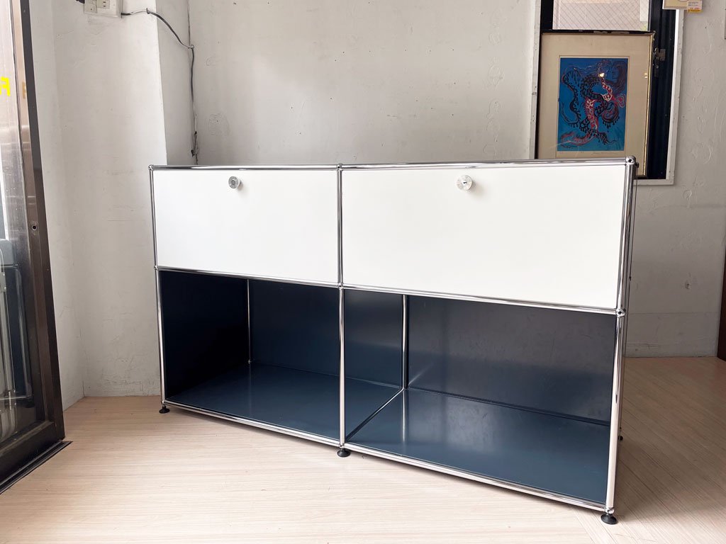 ユーエスエムハラー USM Haller モジュラーファニチャー ハラーシステム キャビネット 2列2段 サイドボード キャビネット ドロップダウンドア アソートカラー 鍵付き 現状品 中古品 買い取りしました。
