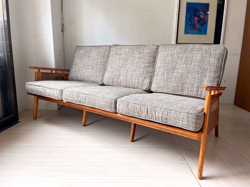 アクメファニチャー ACME Furniture ウィッカー WICKER SOFA 3P 3人掛け ソファ ハックベリー ラタン ファブリック 西海岸スタイル 中古品 買い取りしました。