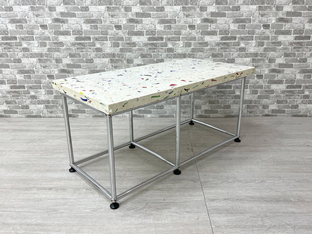 倉俣史朗 Shiro Kuramata スターピース ローテーブル テラゾー(人工大理石)×ガラス 80年代ビンテージ 90×45cm リメイク USMハラー 希少 中古品 買い取りしました。