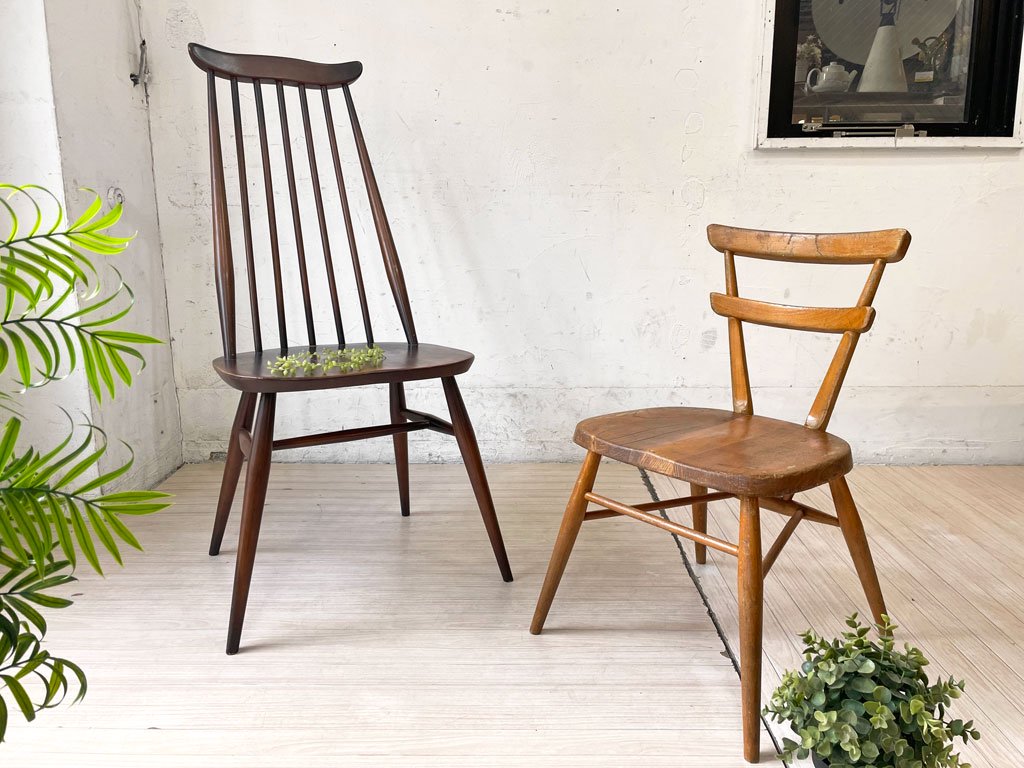 アーコール ERCOL ビンテージ ダブルバックチェア レッドドット 赤色 キッズチェア エルム材 スタッキング UK Vintage ～共にあり続けるチェア～