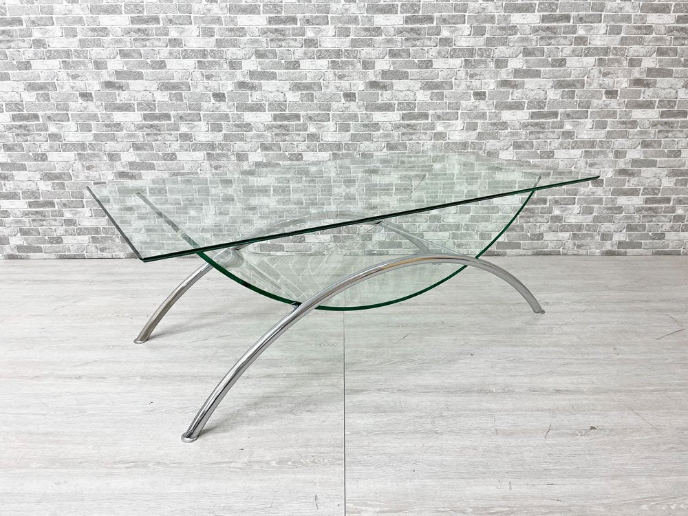 モダンデザイン Modern Design ガラス センターテーブル ローテーブル マガジンラック付き IDC大塚家具 OTSUKA 取扱い 中古品 買い取りしました。