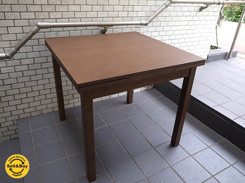 無印良品 MUJI　タモ材 EXダイニングテーブル ブラウン 伸長式 幅80cm/105/130㎝～ 安息をもたらす都会的なトーン【買取と販売とレンタルのお店】