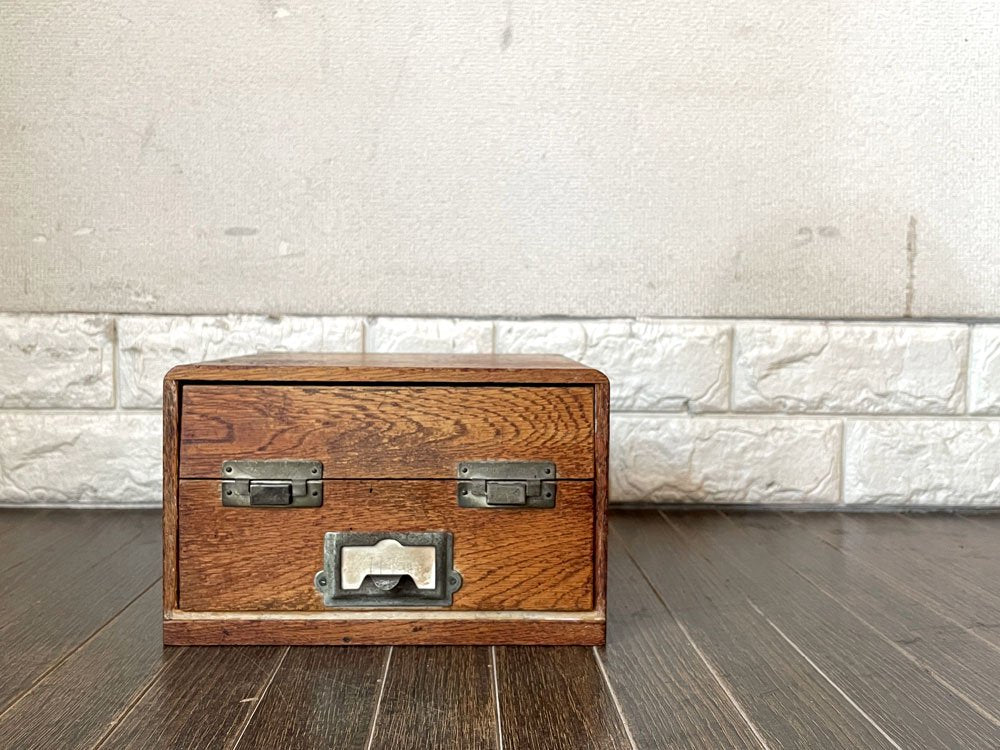 ジャパンビンテージ Japan Vintage 小引き出し 1段 ナラ材 ドロップダウン 仕切り カードホルダー 木味 古家具 昭和レトロ  中古品  買い取りしました。