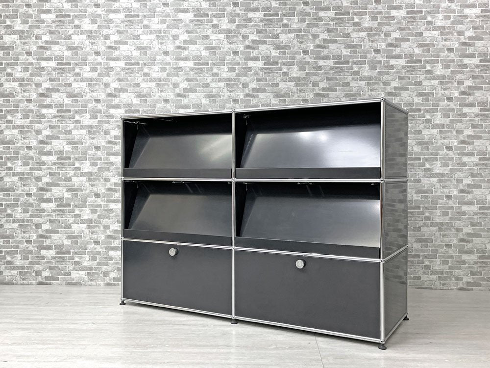 ユーエスエムハラー USMハラー USM Haller キャビネット シェルフ 2列3段 グラファイトブラック エクステンションドア アングルシェルフ旧タイプ 定価388,447円以上 買い取りしました。