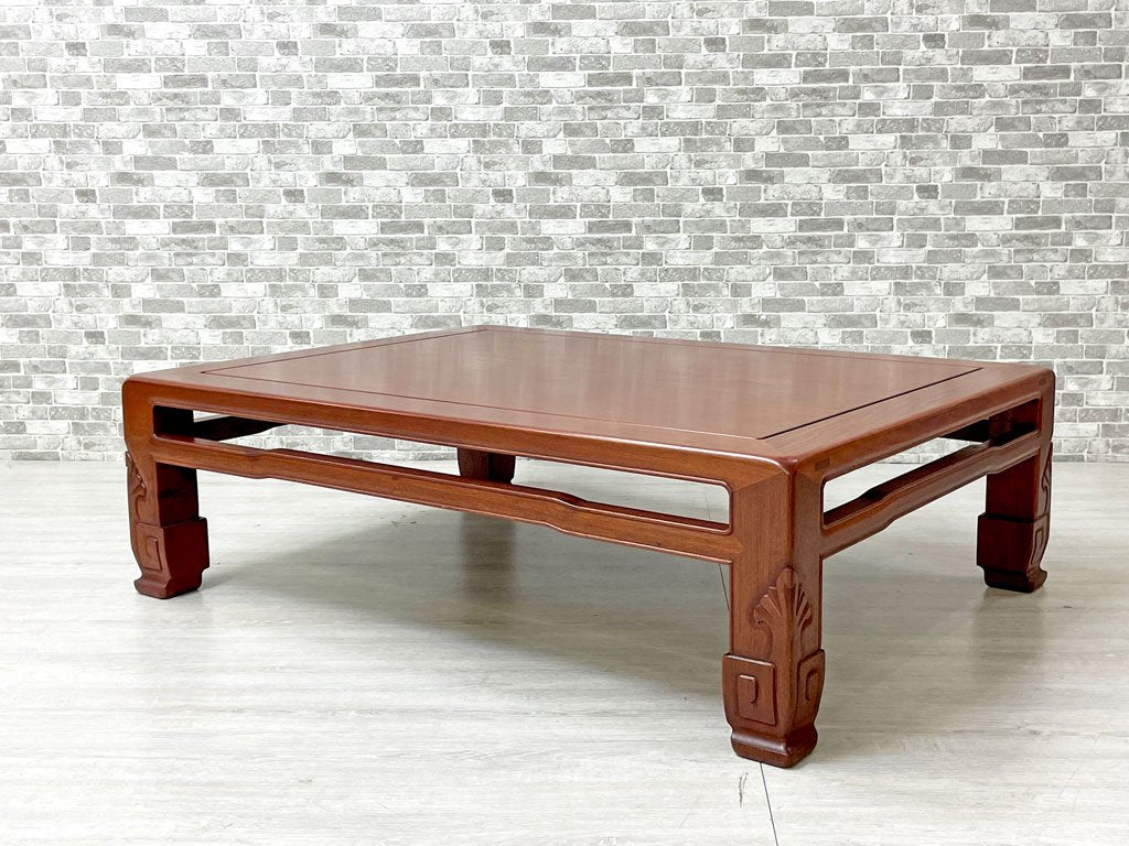 唐木家具 花梨材 無垢材 座卓 ローテーブル レトロ W108 和家具 古家具 伝統工芸 銘木家具 中古品 買い取りしました。