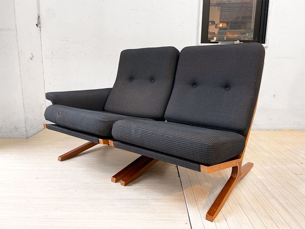 天童木工 Tendo ペリカン Pelican 2人掛けソファ ブラック×グレー mixファブリック チーク材 セパレート 菅澤光政 ビンテージ ジャパニーズミッドセンチュリー 希少 中古品 買い取りしました。