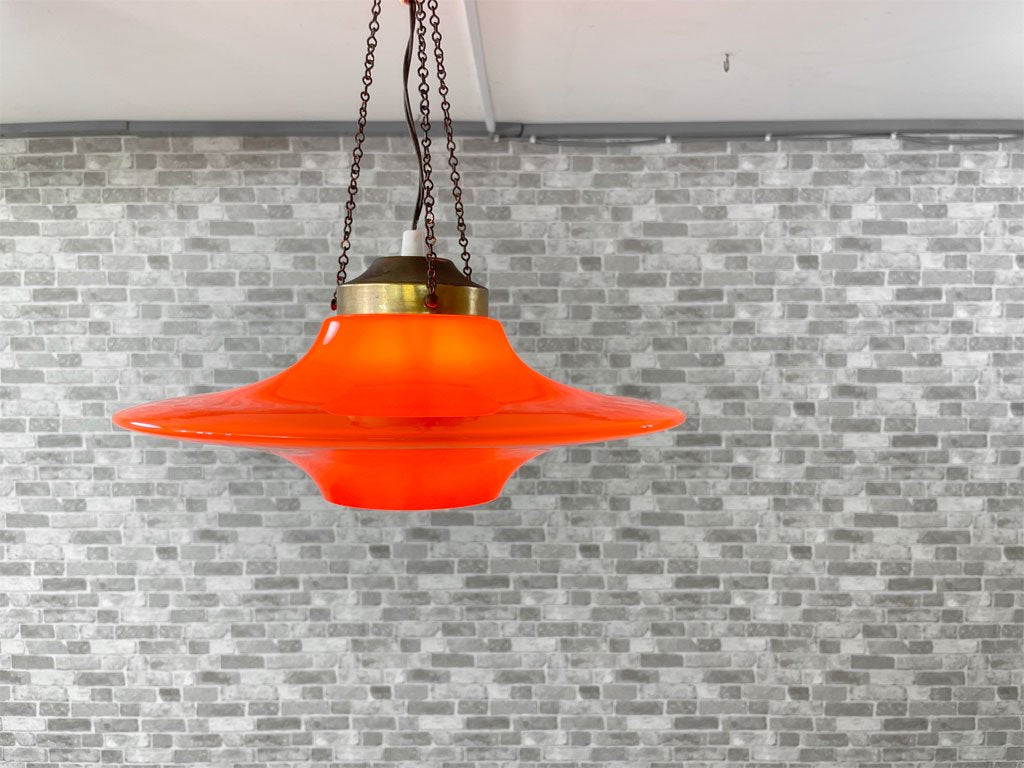 ホルムガード HOLMEGAARD ペンダントランプ ペンダントライト ガラス オレンジ 被せガラス Φ38 ビンテージ 推定1960年代 デンマーク ミッドセンチュリー スペースエイジ 希少 中古品 買い取りしました。
