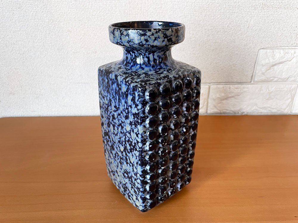 VEB Haldensleben 陶製 フラワーベース 花瓶 H23cm ブルー系 DDR 東ドイツ ビンテージ 中古品  買い取りしました。