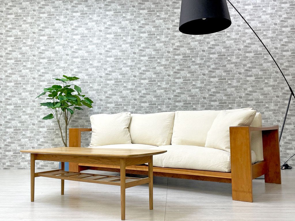 家具蔵 KAGURA モデルノ MODERNO 3Pソファ チェリー無垢材 ファブリック 定価￥421,300- ～木の生命感を感じられる最高級無垢材ソファ～