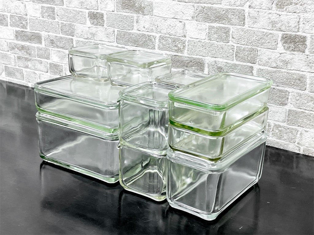 ウィルヘルムワーゲンフェルド Wilhelm Wagenfeld スタイル ガラスキャニスター 9pcs セット バウハウス ビンテージ 希少 中古品 買い取りしました。