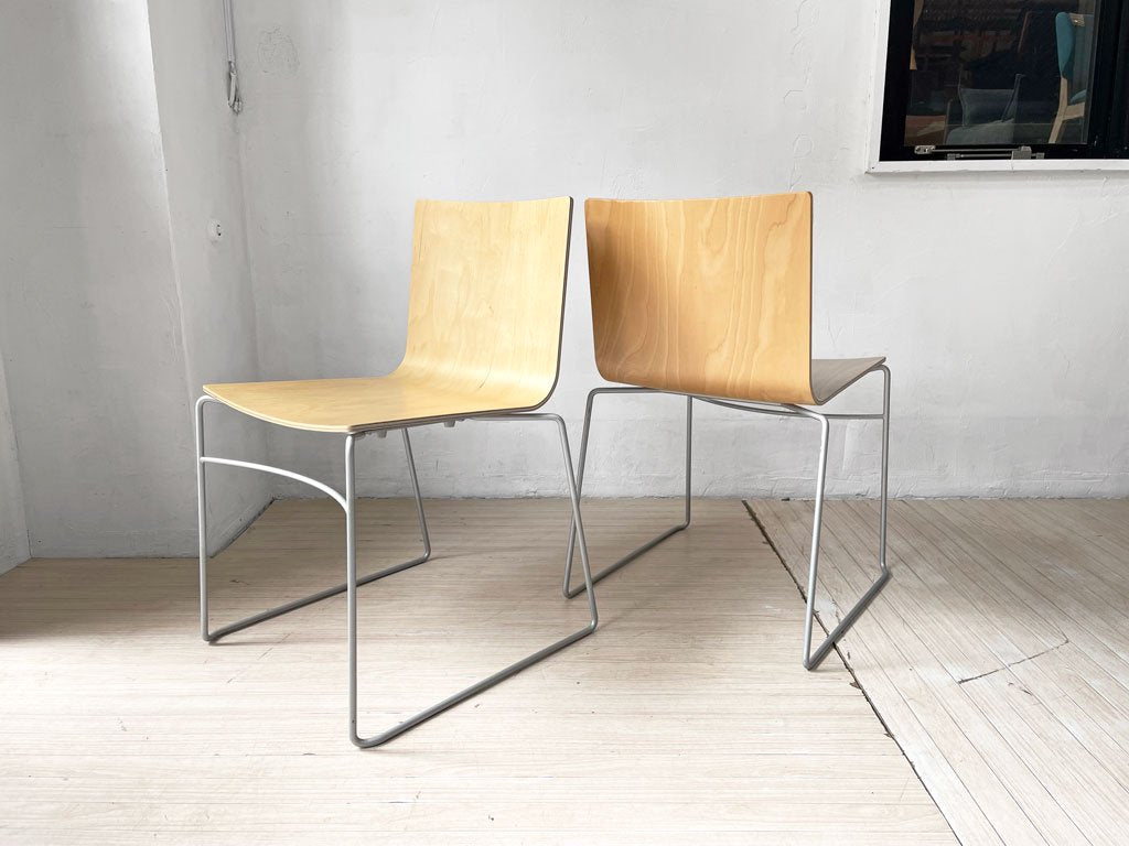 ワイスワイス WISE WISE スウィング SWING D-301 スタッキングチェア ダイニングチェア シラカバ×スチール 2脚セット 合計定価￥81,400- 中古品 買い取りしました。