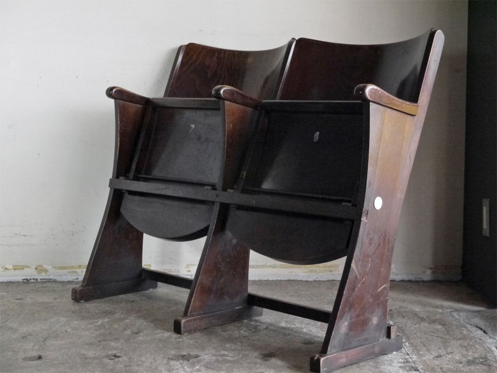 UKビンテージ UK Vintage シアターベンチ Theater Bench 2シーター フォールディング 英国 アンティーク 中古品 買い取りしました。