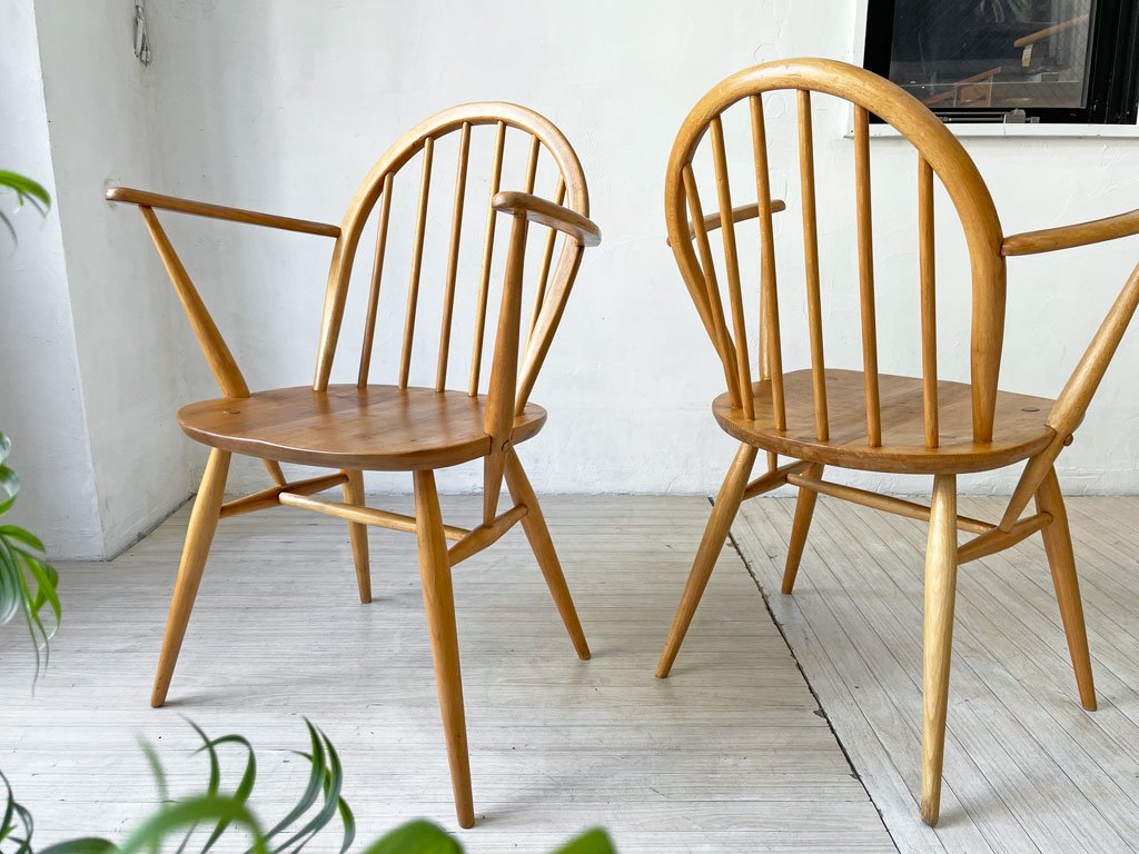 アーコール Ercol フープバック アームチェア ダイニングチェア 6本タイプ エルム材 UKビンテージ 英国 ～定番の一脚～