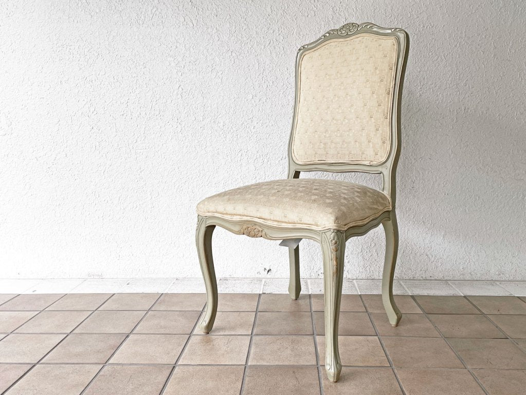 イーセンアーレン ETHAN ALLEN クラシカルデザイン ダイニングチェア ペインテッド ウッドフレーム ビンテージ加工 グリーン 米国家具 計2脚 中古品 買い取りしました。