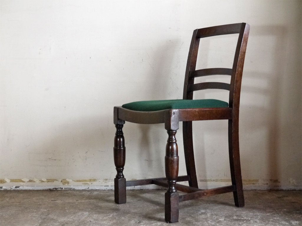 UKビンテージ UK Vintage オーク材 ダイニングチェア ファブリック グリーン アンティーク 英国 中古品 買い取りしました。
