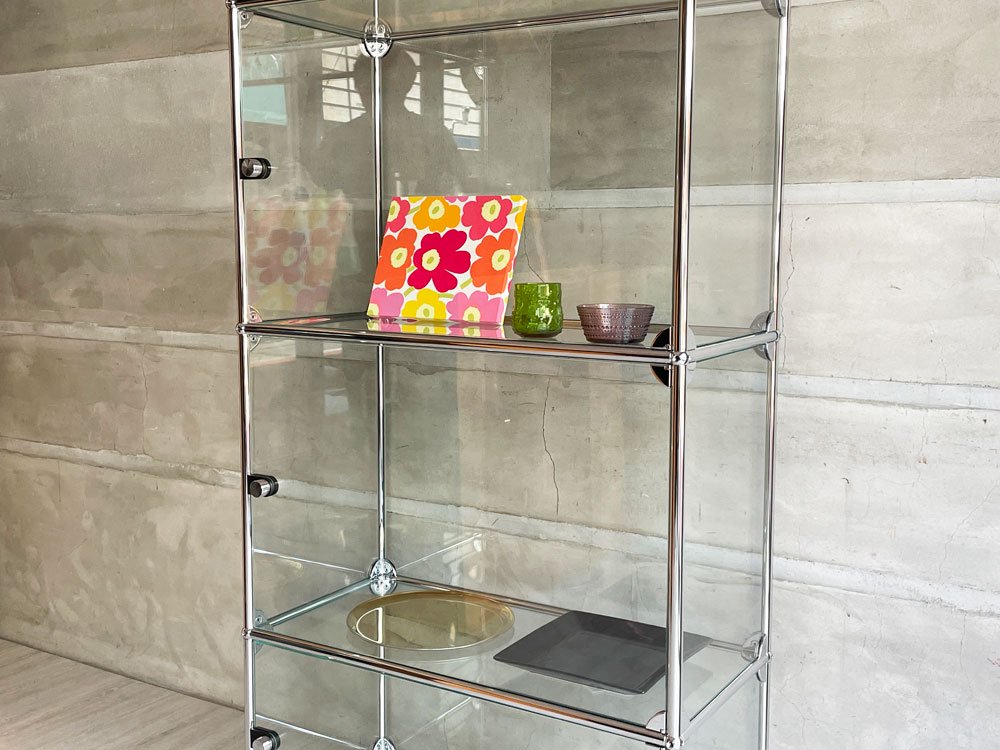 ユーエスエムハラー USMハラー USM Haller モジュラーファニチャー キャビネットシェルフ 1列3段 ガラス扉x3付 参考定価\383,638- ～ガラスの魅力～