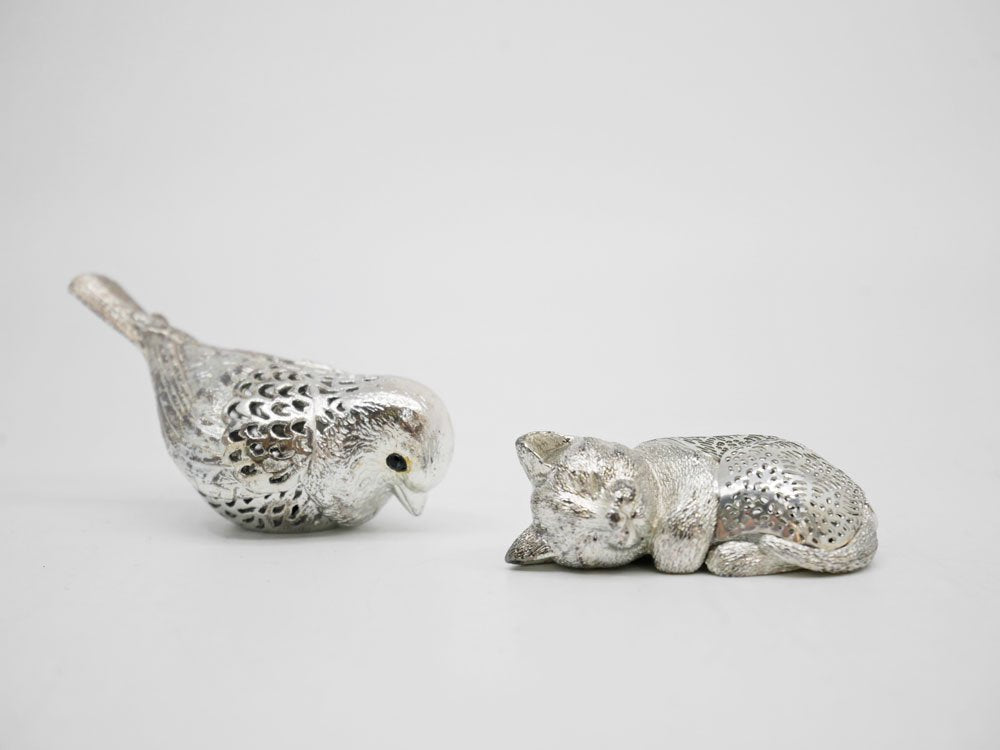 クリストフル CHRISTOFLE 動物シリーズ 鳥 ＆ 猫 置物 オブジェ クリストフルシルバー 透かし細工 ミニチュア フランス 中古品 買い取りしました。