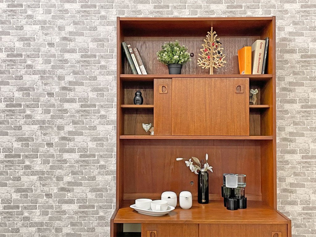 デンマークビンテージ Danish Vintage チーク材 カップボード キャビネット ブックシェルフ 食器棚 本棚 飾り棚 北欧家具 ～頼れるユーティリティプレイヤー～