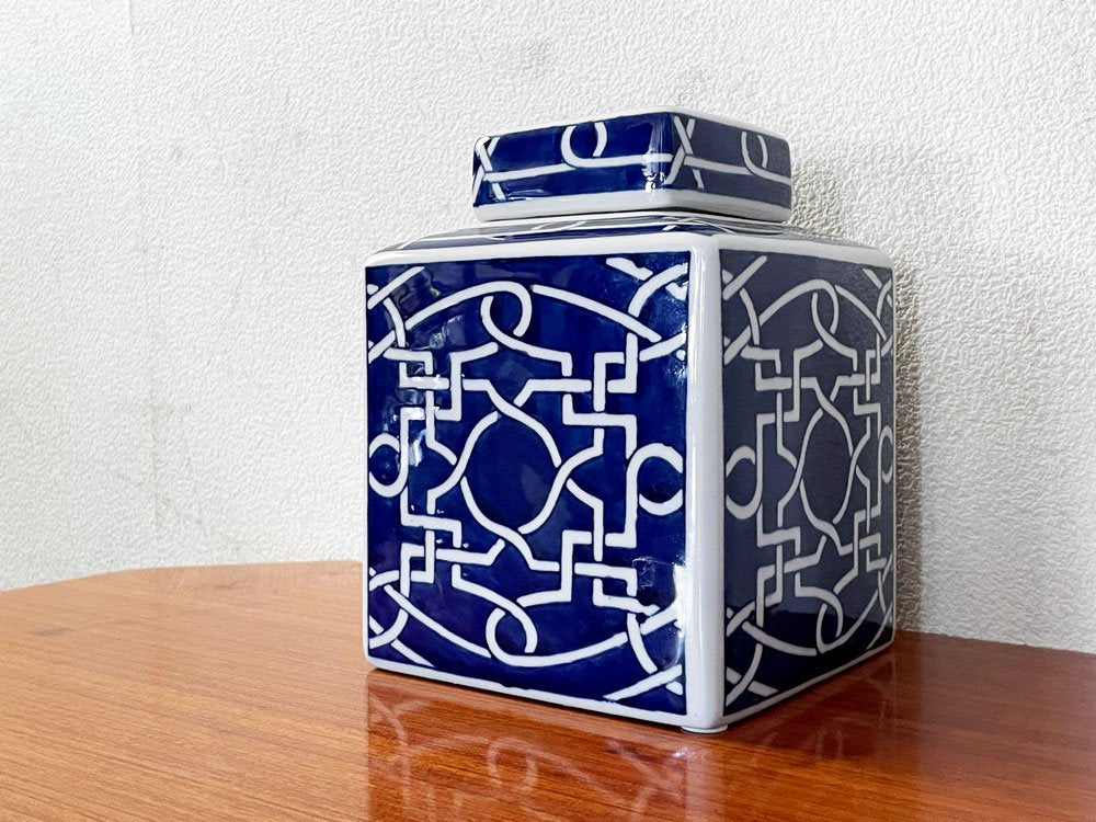 ザ シークレットガーデン THE SECRET GARDEN ジンジャーポット 飾り壺 セラミック 陶器 BLUE ＆ WHITE シノワズリ 中国古典柄 参考定価 15,180円 中古品 買い取りしました。