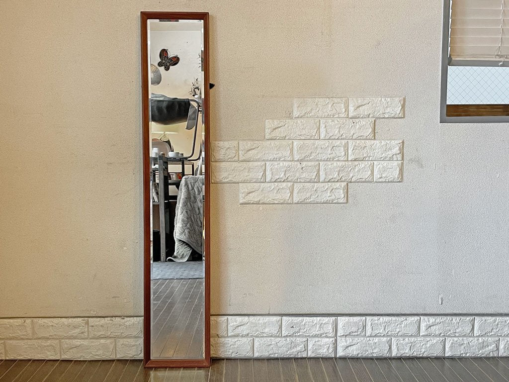 ジャパンビンテージ Japan Vitage チーク材 ウォールミラー スリムミラー 23×125cm 姿見 壁掛け鏡  中古品  買い取りしました。